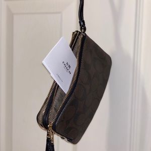 COACH Signature PVC Double Corner Zip Wristlet